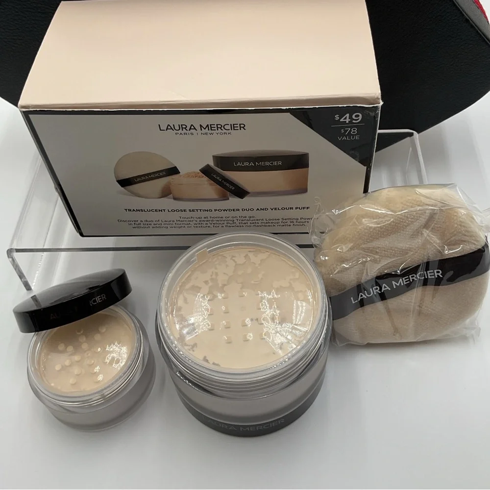 Laura Mercier Translucent Loose Setting Powder Duo & Velour Puff LE Discontinued